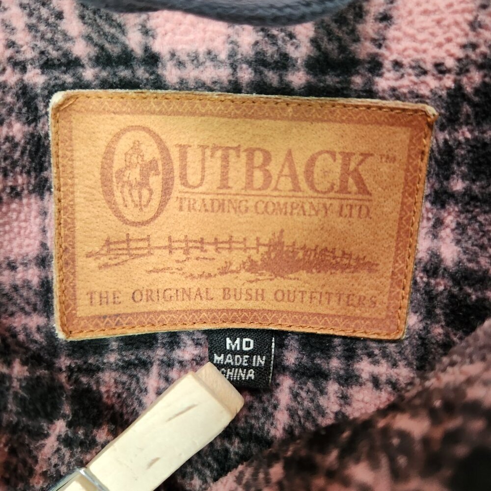 Outback Trading Company Womens Pink Red Lodge Big Shirt Sz M Plaid Button Up - Picture 6 of 8